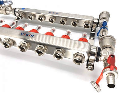 Коллектор с расходомерами 7-вых нерж. с кранами  Vieir  (VR113-07) (5)