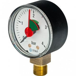 Манометр 0...4 bar Dn 50 мм 1/4" радиаль. (SIM-0008-500408) STOUT
