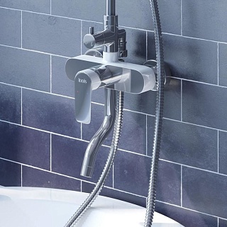 Смеситель для ванны с верхним душем, хром/белый, Cloud, IDDIS, CLOSB00i06