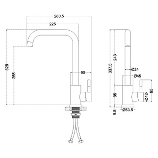 Смес. д/кухни  MELANA TONDO черный  нерж.  (F610104B)