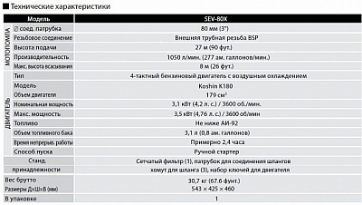 Бензиновая мотопомпа для загрязненных вод Koshin SEV-80X