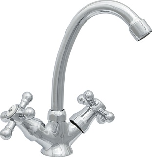 Смеситель д/кухни двухручк.ЦС-СМ 12/2 гайка кер.H-150 (СМ504817) 