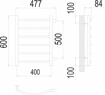 Полотенцесушитель 400х600 П6 Б/П м/о 500 "Классик" TERMINUS 