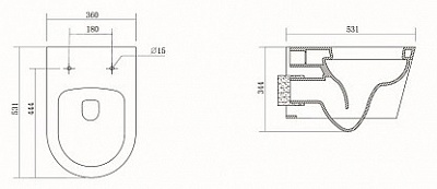Унитаз подвесной AQUATEK ОБЕРОН безободковый сид.slim с м/л  AQ1363W-00 АКЦИЯ!!