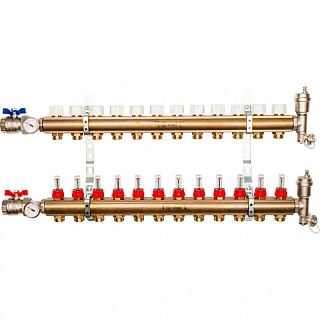 Коллектор 12-вых. латун. с расходомер. (SMB 0473 000012) STOUT
