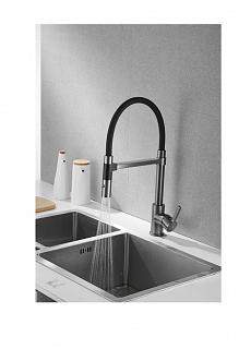 Смеситель д/кухни ROSE гибкий излив оружейная сталь R133T