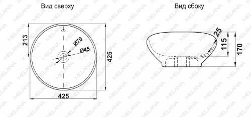 Умывальник фигурный 805-7008Е (Т4129/3065) MELANA