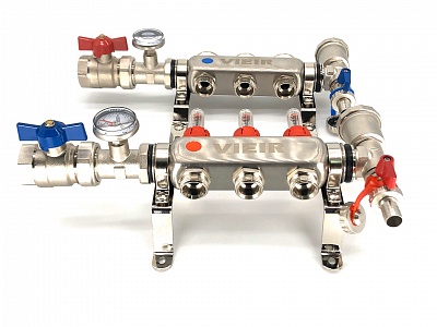Коллектор с расходомерами 3-вых нерж. с кранами  Vieir  (VR113-03) (5)