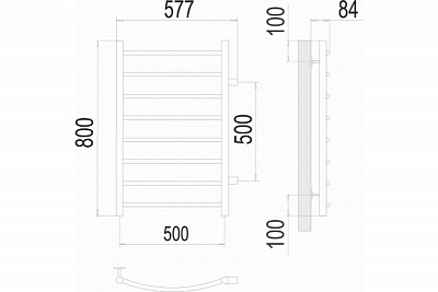 Полотенцесушитель 500х800 П8 Б/П м/о 500 "Классик" TERMINUS 