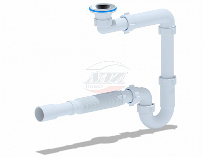 Сифон 1 1/4х32 прямоточный смещенный с гибкой трубой 32х32/40 Ани пласт DB5015   