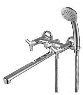 Смеситель д/ванны "PLUS SPIRIT" (1951С) 2вент. плоск.излив 300мм дивертор керамич LEMARK ВЫГОДА!!