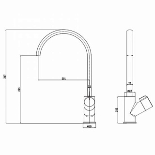 Смес д/кухни Kaiser Ziinger боковой ф40 (35044)