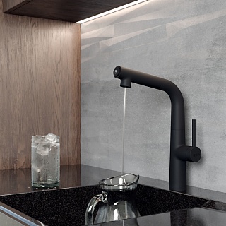 Смеситель для кухни с каналом для фильтрованной воды, черный, Pure, IDDIS, PURBLFBi05