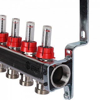 Коллектор 13-вых. нерж.ст. с расходомер. (SMS 0907 000013) STOUT