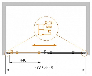 ДУШЕВАЯ ДВЕРЬ В ПРОЕМ CEZARES PRATICO-BF-1 110-C-Cr