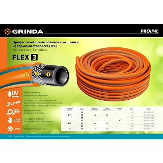 Шланг полив Grinda PROLine FLEX 3-х сл, 20атм , армир 3/4" - 50 м /бухта (429008-3/4-50) 