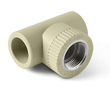 Тройник 32*1/2"вн.рез серый (10/60) ПРО АКВА (РА24015PG)