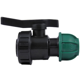 Кран шаровый компрессионный разъёмный ПНД 20*3/4" (вн.рез.) ТПК-АКВА (10/60)
