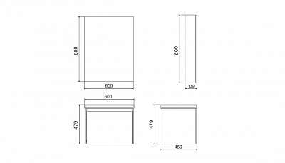 Комплект мебели 60 "KLAUFS-60" подвесная белая 1 ящик VELVEX (ум.COMO-60)