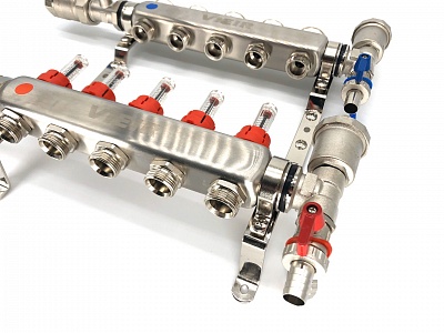 Коллектор с расходомерами 5-вых нерж. с кранами Vieir (VR113-05) (5)