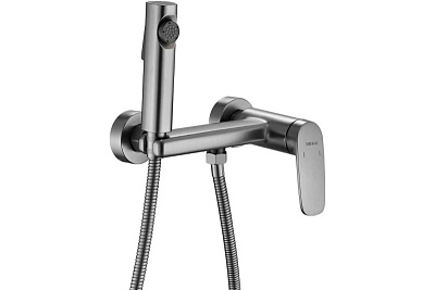 Смеситель с гиг. душ настенный оружейная сталь SHEVANIK S8505T-1