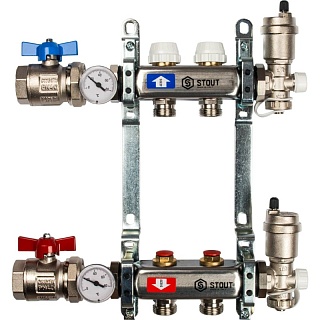 Коллектор 2-вых. нерж. ст. в сборе без расходомеров (SMS 0912 000002) STOUT