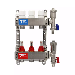 Коллектор с расходомерами 12-вых нерж. БЕЗ кранов  квадр. корпус Vieir (VR119-12А) (2)