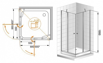 ДУШЕВОЙ УГОЛОК CEZARES ELENA A-22 120-P-Cr