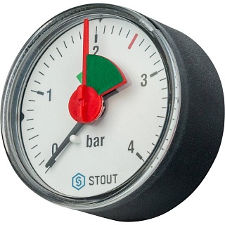 Манометр 0...4 bar, Dn 50 1/4" аксиал. (SIM-0007-500408) STOUT
