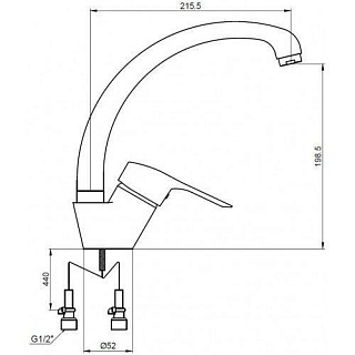 Смес д/кухни Kaiser City ф40 бок. (21044/1904)