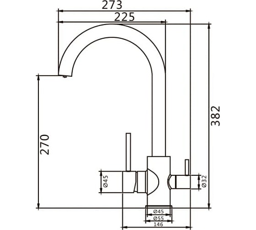 Смеситель д/кухни SHEVANIK с фильтром нерж S168B