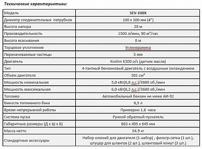 Бензиновая мотопомпа для загрязненных вод Koshin SEV-100X