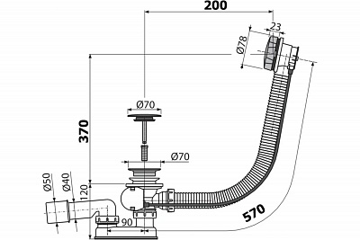 Обвязка для ванны автомат A55KM (AG210125260), хром Alcaplast