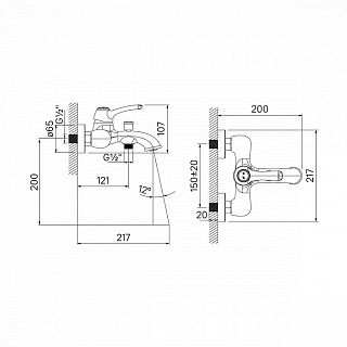 Смеситель для ванны, Oldie, IDDIS, OLDSB00i02