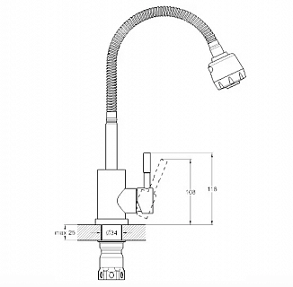 Смеситель д/кухни Solone (EZA4-A090) ф35 гибкий излив нерж.