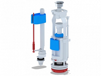 Арматура д/унитаза 1/2" Ани с нижней подводкой, кнопка двойная хром эконом WC3550C (20)