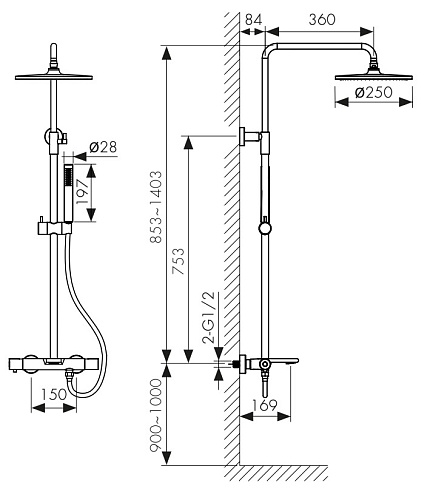Душ. система KAISER Serio с термостатом (05382-4)