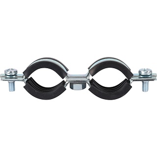 Крепление металл. двойное STOUT (25-29) 3/4"+ шпилька, шуруп, дюбель пластик (70) SAC-0020-200034 