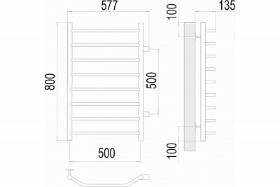 Полотенцесушитель 500х800 П8 Б/П м/о 500 "Виктория" TERMINUS 