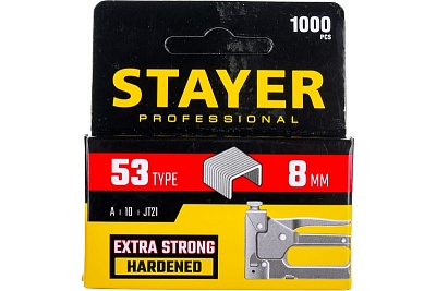 Скобы тип 53, 8 мм, узкие, STAYER 3159-08_z02, 1000 шт