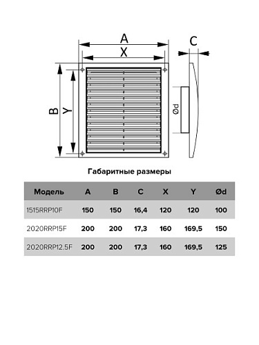 Решетка 2020RR12,5F 200х200 фланец 125, разъемная, бел