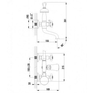 Смеситель д/ванны "Vintage " (2812В) бронза короткий излив поворотный LEMARK 