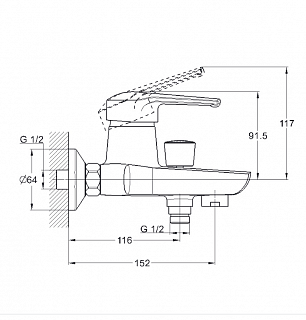 Смеситель д/ванны Solone (LUN3-A031) короткий излив