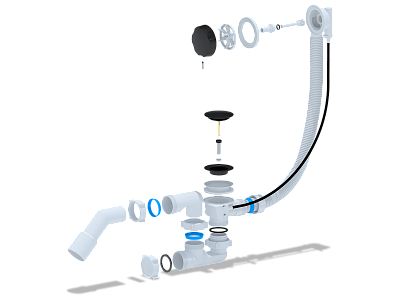 Обвязка для ванны полуавтомат с сифоном ЧЕРНЫЙ Ани пласт EM321BL (4)