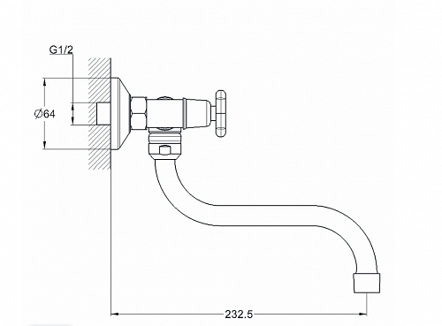 Смеситель настенный Solone (JIК12-A102-А) двуруч. 