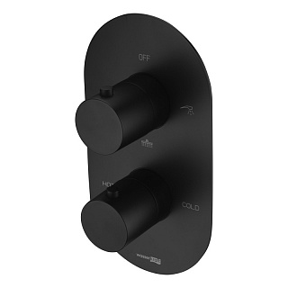 Смеситель д/ванны и душа "Elbe Thermo" (7444)  встройка 35мм черный  WasserKraft