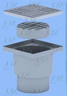 Трап верт Ду-110 с решеткой из нерж. сухим сифоном 15*15 Ани ТQ1212 (8)