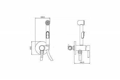Смеситель д/биде LEDA d25 встроенный с лейкой  2507/1L  ARGO 41097 