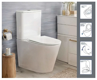 Унитаз-компакт Cerutti SPA "PIERA Tornado" безободковый сид.дюропл. м/лифт CT10560