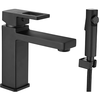 Смеситель д/раковины с гиг.душем SHEVANIK черный S8271H